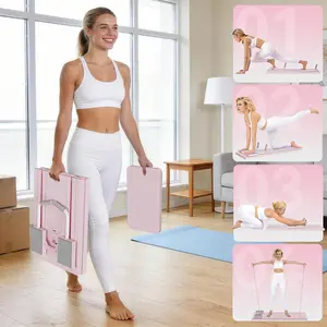 Pilates Board,Multi-functional Ab Exercise Board,FoldableHome Pilates Reformer with Knee Mat ,Timer andResistance Bands,Abs Workout Equipment forAbdominal & Core Str
