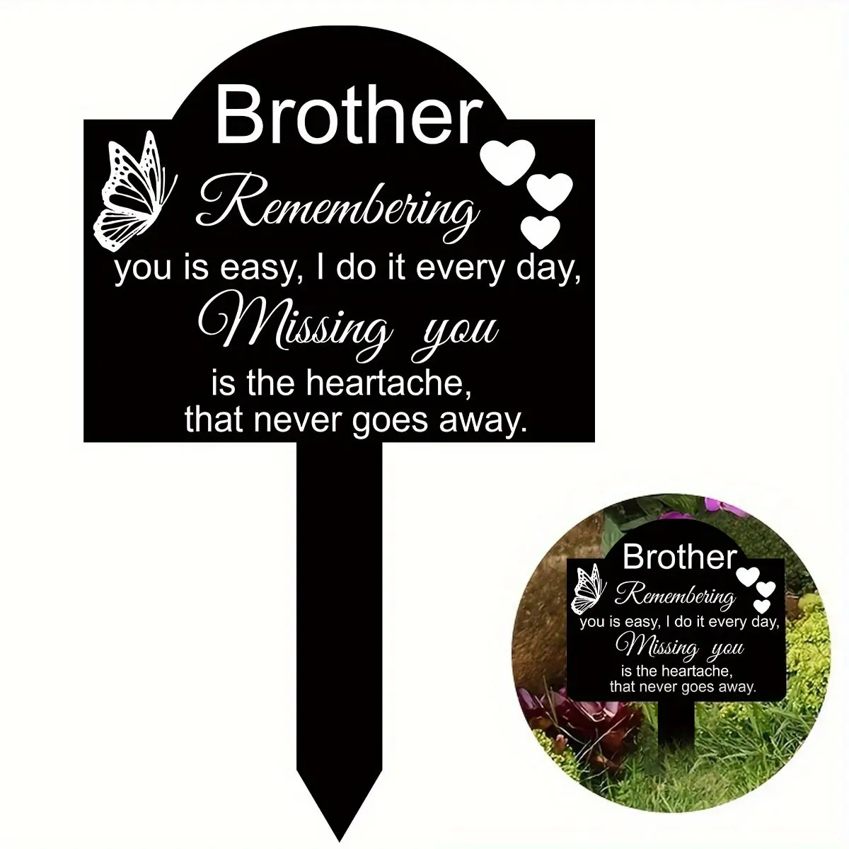 1pc Rectangular Acrylic Heartfelt Brother Memorial Plaque - Outdoor Cemetery Garden Stake - Funerary Gift - Waterproof, Moisture-Resistant, Heat-Tolerant - Ideal for Remembrance Day