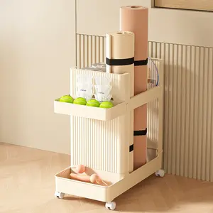 Yoga Mat Storage Basket, Mobile Home Gym Equipment Organizer, Yoga Studio Shelving Unit, Durable & Convenient Design, Yoga Mat Cart