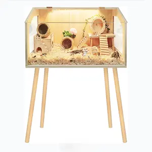 PROLEE Hamster Cage with Legs Chewproof, 24" L x 16" W x 40" H Inches, Large Hamster Cages and Habitats, Openable Top Small Animal Cage with Leg Stands Solid Built, Access for Hamster Gerbil Mouse