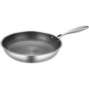 1PC Stainless Steel Pan Honeycomb Non Stick Frying Pan for Eggs and Steaks Compatible with Gas Electric Ceramic Stoves Easy to Clean