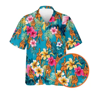 Print Funny Tropical Finger Hawaiian Shirt Men Women, Casual Short-Sleeve Hawaiian Shirt with Oceaed Hawaiian Shirt, Vintage Summer Shirt, Casual Summer Shirt, Gift for Men Womenn-Them