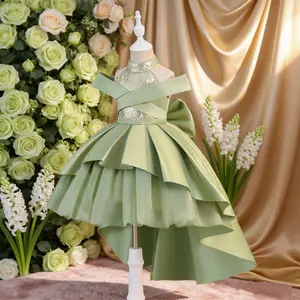 6132 green dress with a train suitable for performances piano parties dances and birthday parties birthday gift for a girl