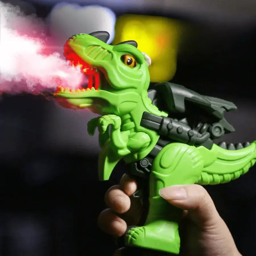 Battery-Powered Kids Electric Dinosaur Toy - T-Rex & Trike, Moving Jaw, Glowing Eyes, Roaring, Press-Pull Trigger, Realistic Plastic Armor, Unisex Spray Gun, Halloween/Birthday Gifts