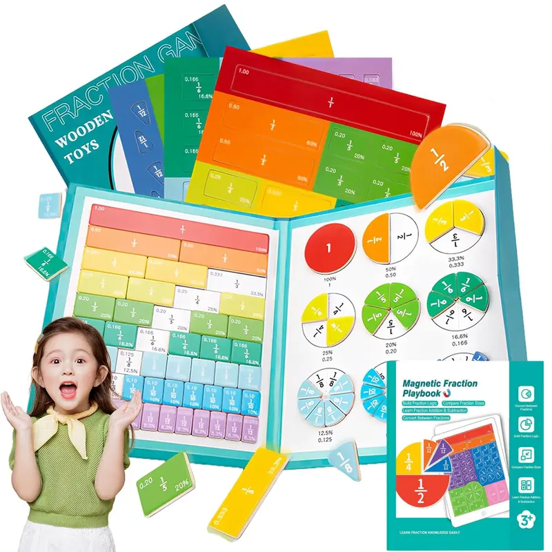 2026 Upgraded 5mm EVA Foam Magnetic Fraction Playbook Fridge Magnets - Laminated Surface, Safe Materials, 40 Activities, Adsorbed on Refrigerator, for 3+ Years Old, Parents' Educational Gift, Homeschooling,dorm decor,dorm room decor