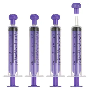PETAXCELL Feeding Syringes with Cap, Plastic Syringes for Liquid Pet Feeding Measuring Tool No Needle 10ml, (Purple, 4pcs), Intended for Dog / Cat / Rabbits / Small Animal / Scientific Lab