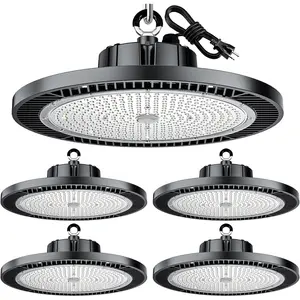 Super High Bright 200W UFO LED High Bay Light 30000Lm 5000K,100V-277V with  Plug and Play High Bay LED Shop Lights for Warehouse Workshop Factory Gym Garage with FCC Certificated 4Pack