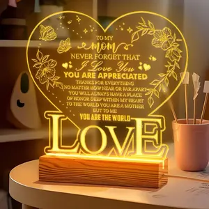 Heart Gifts for Mom - Wooden Base - Gift for Mother's Day, Birthday, Home Decor - Mom, For All The Times That I Forget To Thank You