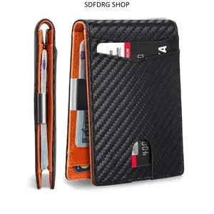 Men’s Wallet - Slim Carbon Fiber Minimalist Bifold with Money Clip, RFID Blocking Front Pocket Credit Card Holder, Thin Everyday Carry EDC Gift,summervibes