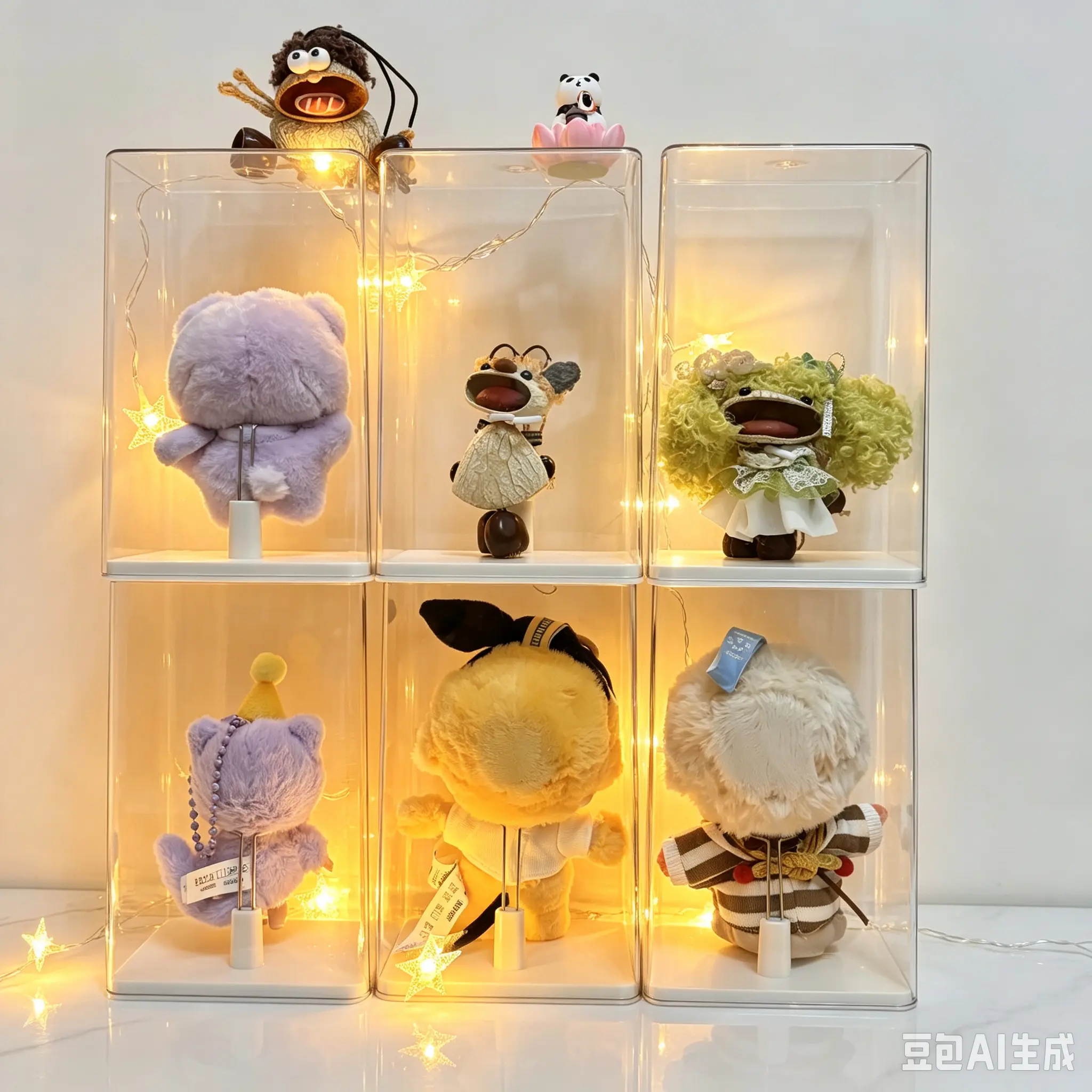 Transparent Customizable Acrylic Display Case - Stackable Lidded Stand Storage Box with Removable Dividers, UV-Resistant Clear-Based Decorative Dustproof Water-Resistant Organizer for Blind Box Figures Mini Figurines Collectibles, Customize