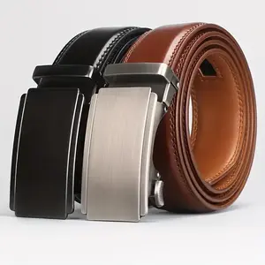 Men's Ratchet Belt, Men's Genuine Leather Belt, Suitable for Business Pants, Adjustable Belt