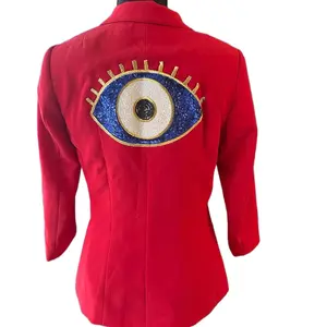 Christa Red Blazer good luck eye Jacket Statement