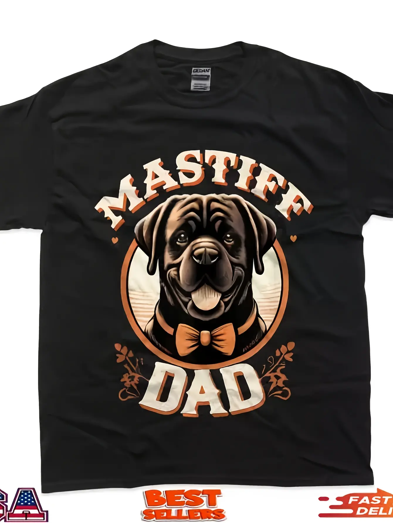 English Mastiff Dog Lover T-Shirt - Mastiff Dad  K unisex soft cotton short sleeve t shirt, vintage graphic casual tee for men women teens, perfect birthday holiday gift for camping travel gym daily street  wear