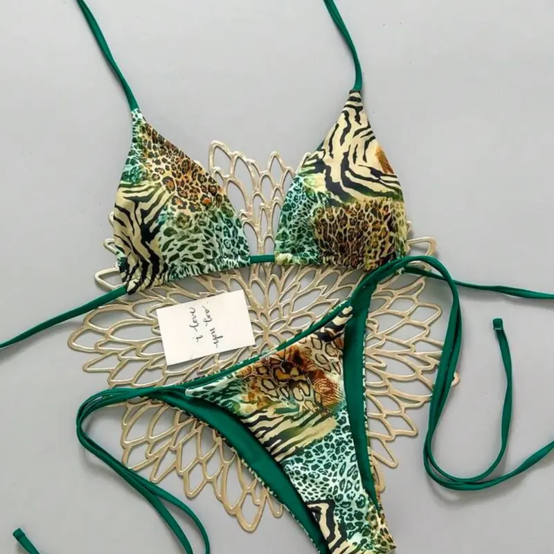 Women's Two-Piece Swimsuit Set, Vacation Beachwear, High Waisted Swimwear, Comfortable Fit, Sexy Tie-Back Design, Ideal Pool Party Wear, Leopard Print Bikinis, Bikini Swimsuit Outfit, Leopard Pattern Swimsuit