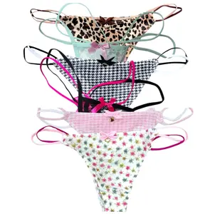 Leopard Print String Panties with Charm Accent