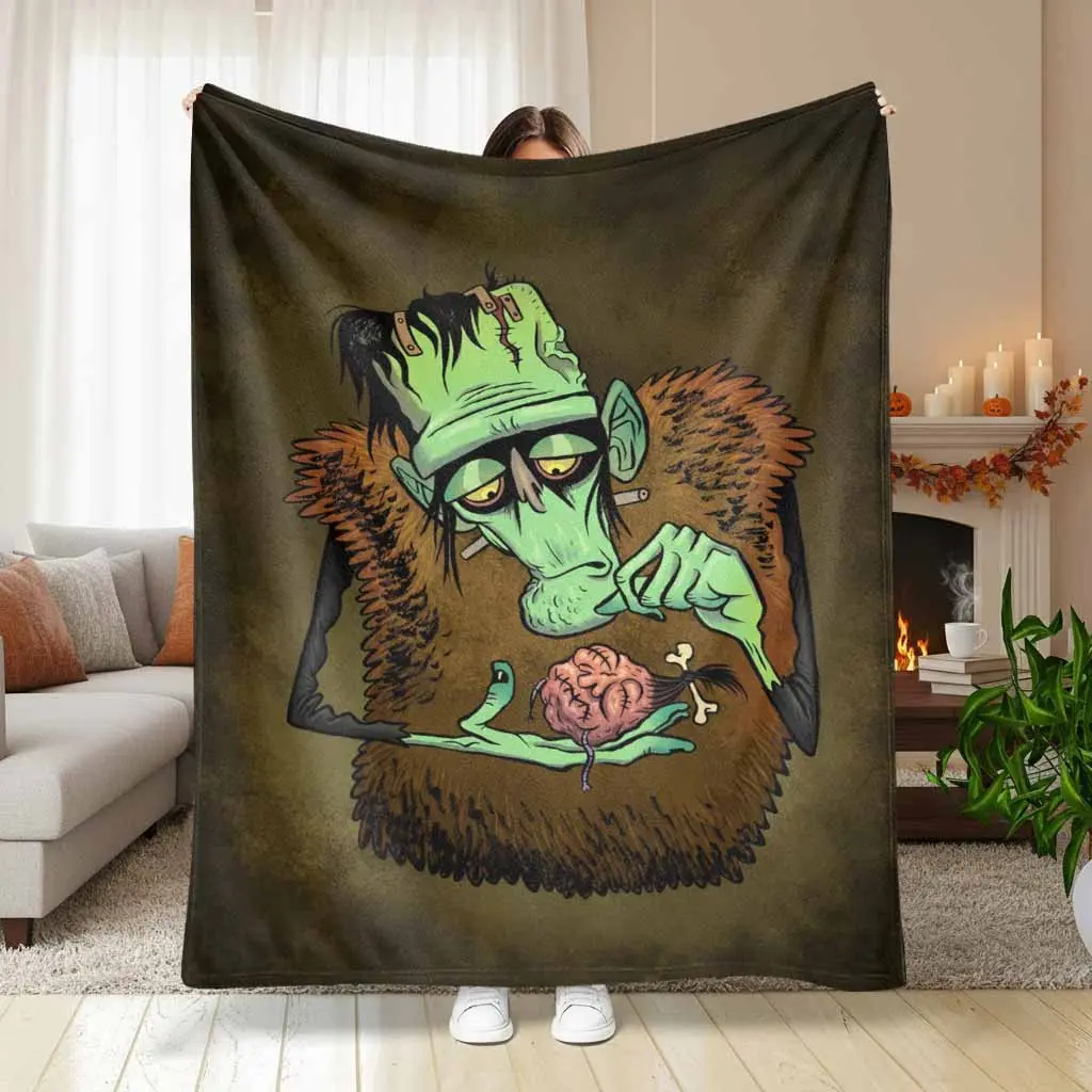 Classic Monster Fleece Blanket Vintage Horror SciFi Print Ultra Soft Lightweight Plush Throw Breathable Warm Fabric Cozy Bedding Decor Perfect for Bedroom Sofa Living Room Movie Night Halloween Gift
