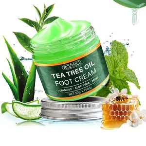 ROZINO Tea Tree Foot Cream with Camellia Extract & Vitamin E | Deep Hydration & Repair for Dry Cracked Feet | Soothing Aloe & Cooling Mint | Smooth & Soft Skin