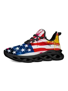 Exclusive American Flag Style Men's Casual Sports Shoes, Unique Print, Street Fashion, Comfortable Thick Sole, Party Essential