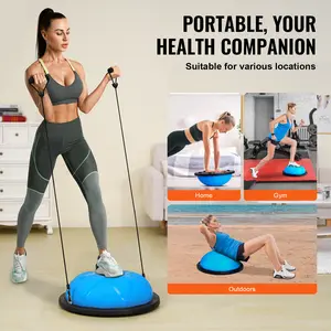 Half Exercise Ball Trainer, 23 inch Balance Ball Trainer, 660 lbs Capacity Stability Ball, Yoga Ball with Resistance Bands and Pump, Strength Fitness Ball for Home Gym, Full Body Workouts