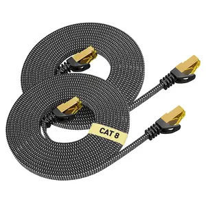 YYTEEK 2pack Cat 8 Ethernet Cable 100FT, High Speed Braided 40Gbps 2000Mhz Network Cord Cat8 RJ45 Shielded Indoor Heavy Duty LAN Cables Compatible with Gaming PC PS5 PS4 PS3 Xbox Modem Router outdoorfun