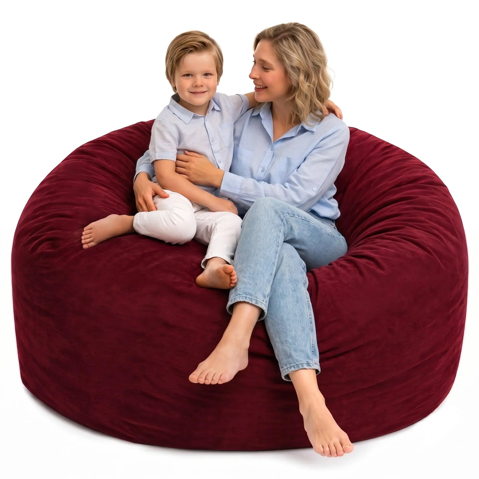 Ultimate Sack 5ft Bean Bag Chair, Oversized Indoor Comfy Lounger, Burgundy Suede
