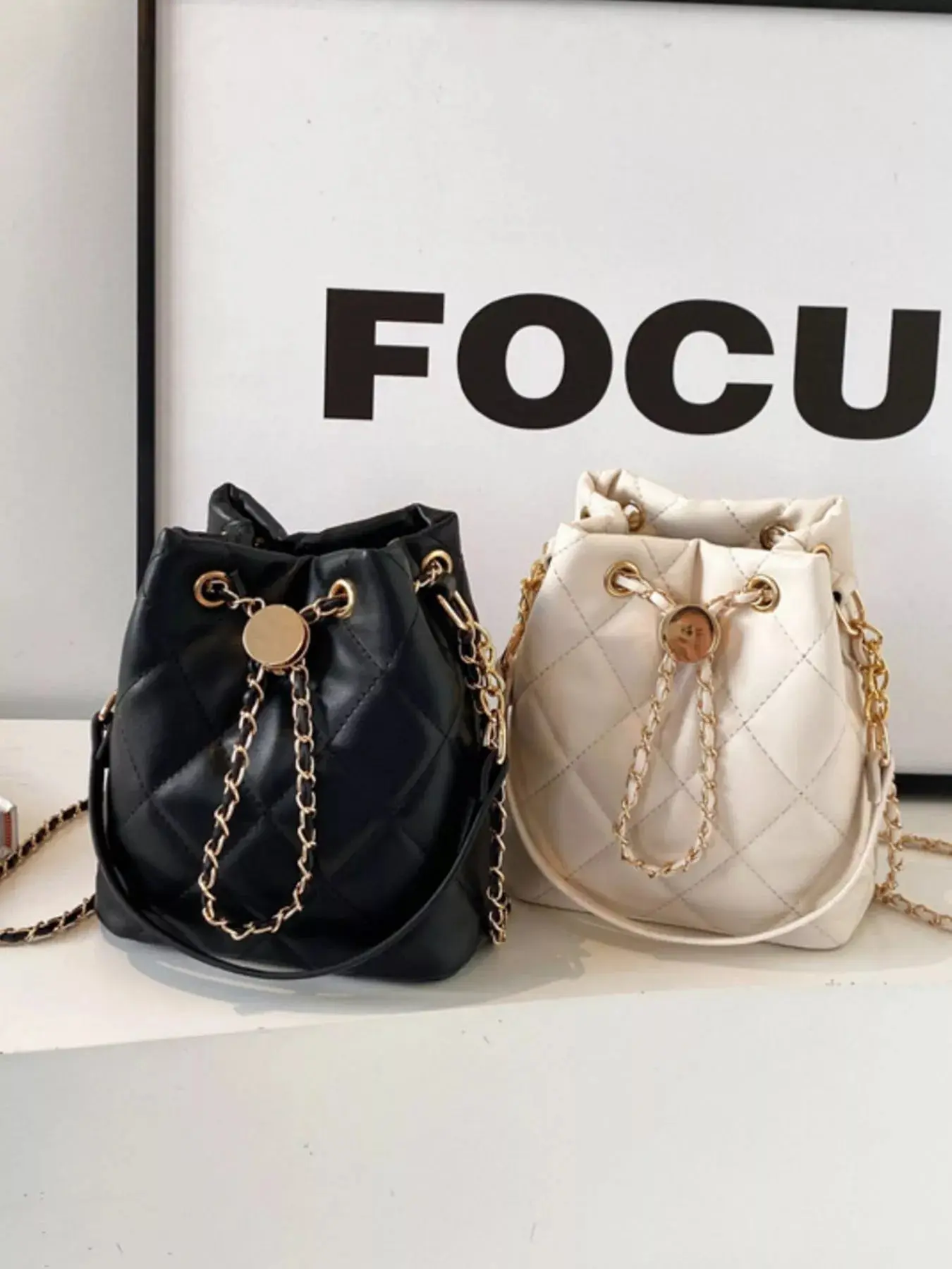 Bucket Crossbody Bag with Chain