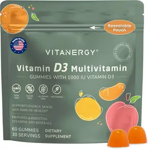 Vitanergy Women’s Multivitamin Gummies • With Vitamin D3 & K2, 16 Essential Nutrients for Bone, Heart & Immune Support • Vegan, Sugar-Free, Mango Orange • 60 Ct /  USA Supplement Nutritional