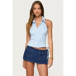 Debra Tailored Pinstripe Button Up Top