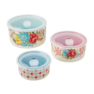 The Fancy Flourish 6-Piece round Ceramic Bake & Store Nesting Bowls Set Plastic Tableware