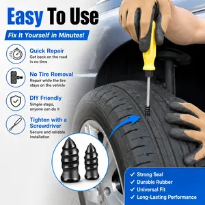 30/60 Pack Tire Repair Rubber Nail Set, Self Install Tubeless Tyre Repair Screw Plugs, Quick Puncture Fix Accessories for Automobile, Motorcycle, Truck & Farm Tractor