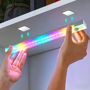 RGB Motion Sensor Cabinet Light, Rechargeable Magnetic LED Night Lamp, Atmosphere Lighting, Adjustable Colors, Wireless USB Powered, Easy Installation, Interior LED, Led Rgb Lights
