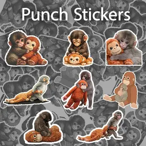 [Die-cut] Punch Monkey Sticker Stickers, Abandoned Monkey, Cute Baby Monkey