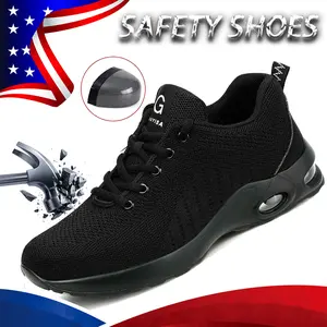New Styles Men Safety Boots With Steel Toe Cap Anti-smash Work Sneakers Safety Shoes Men Indestructible Work Boots Hiking shoes Mesh light Breathable Anti-slip Hiking boots Construction Work & Daily Wear