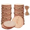 Natural Wood Slices 50pcs 2.4"-2.8" Predrilled Wood Circles for Crafts Christmas Wood Slices for Crafts Round Wooden Discs DIY Wood Ornament