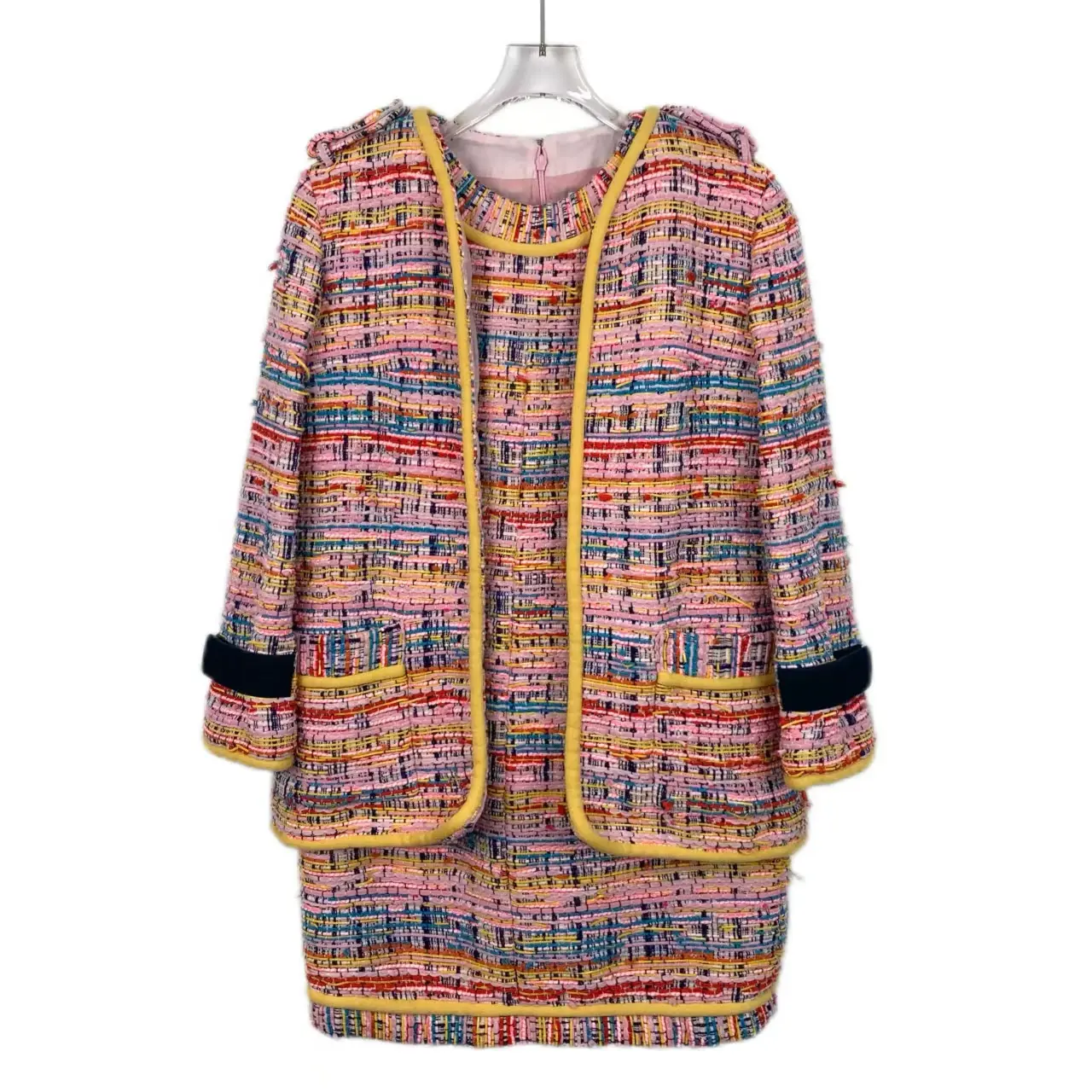 RDLT - Chanel Pink Rainbow Tweed Dress Set Size XXS