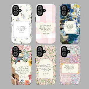 Cute Floral Christian Phone Case with Psalm 37:4 Bible Verse, Aesthetic Inspirational Cover, gift, Delight yourself in the lord your god, suitable for iPhone 17 16 15 14 13 12 11 X and other series models