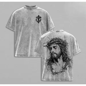 Thorn Crown Christ's Love Christian Tee - Faith-Based Easter Apparel,  jesus Religious Graphic oversized washed  cotton T-Shirt