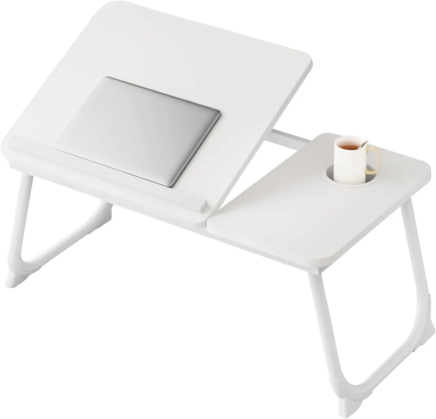 Portable Laptop Bed Table, Adjustable Lap Desk, Small Laptop Table With Desktop Cup Holder, Foldable Bed Tray Table For Eating Or Working On The Sofa, Chair, Or Floor, Home Bed Office.