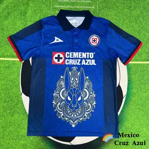 Mexico League  Cruz Azul Home Blue Short Sleeve Top Football Jerseys LIGAMX Fan Edition