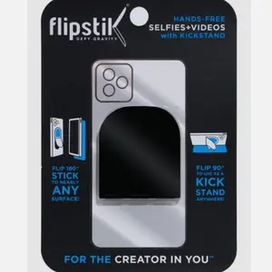 Flipstik Foldable Defy Gravity Flip Stick Nearly Any Surface Kick Stand Black Portable Phone Stand for Easy Viewing