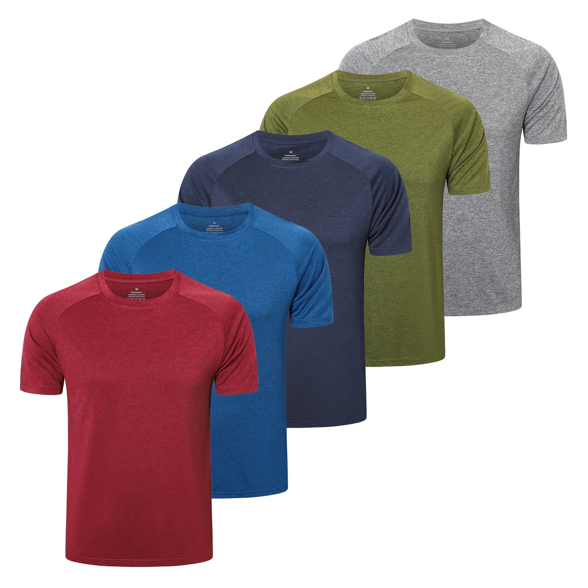 Men's 3/5 Pack Compression Shirts, Quick-Dry High Performance Polyester Athletic Tops with Reflective Trim for Gym, Running & Biking, Gym Workout, Raglan Sleeves, High Performance Material, Jogging, Short Sleeve