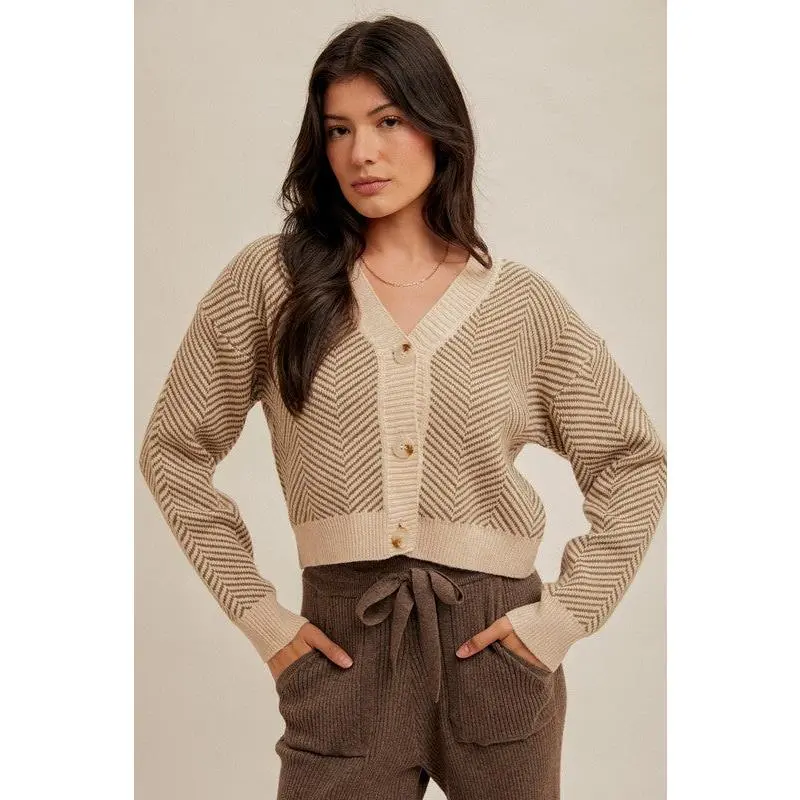 Chevron Button-Down Cardigan - Final Sale