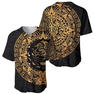 Mexico Baseball Jersey Aztec Calendar Eagle Print Men Women Streetwear Casual Summer Sports Gym Shirt Comfortable Loose Fit Unisex Mexican Heritage Tee