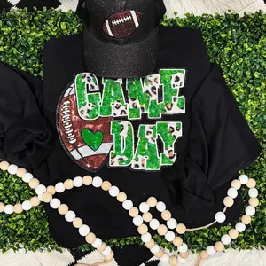 Green Football Leopard & Sequins Patch
