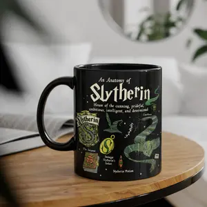 Slytherin Anatomy Mug, Retro Wizard Snake Coffee Cup, Vintage Magic Drinkware, Witchy Gift, Fantasy House Ceramic Mug