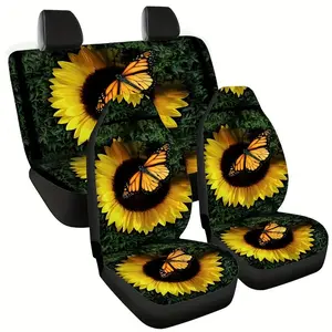 Stylish Butterfly & Sunflower Car Seat Covers, Durable & Breathable Fabric, Four-Seasons Protection, Easy Installation, Perfect Interior Accessory, Automotive Seat Covers