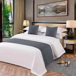 Solid Bed Runner Microfiber Simple Bedding Protector Lightweight Durable Bed End Scarf for Wedding Hotel Room, Dark Gray, King