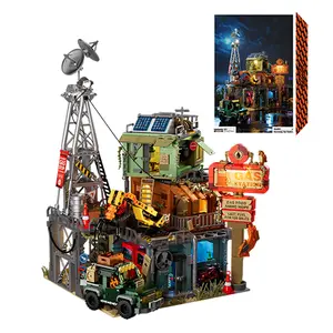 Doomsday Gas Station Street Scene Model Building Blocks set, 2043pcs Gas Station Home Decoration Model kit Collection, Suitable for Gifting! ideal choice for Christmas/ Birthday/ Halloween/ New Year gifts