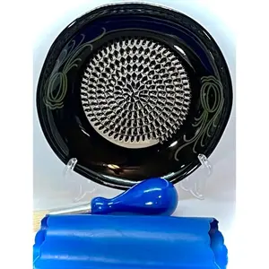 -in-  Ceramic Garlic Grater Plate 4- Set - Black Garlic Design - for Garlic, Ginger, , and ! - Comes with 5.25" Plate, Peeler, Brush, and Stand