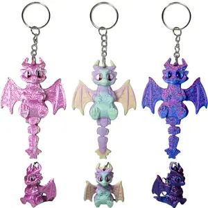 3PCS Gradient Color 3D Printed Flying Dragon Keychain Set, Cute Design, Multi-Purpose Charm for Bags, Keys, Car Rearview Mirror, and Phone, Holiday Decoration and Gift, Dreamy Present for Girls, Halloween Party Must-Have